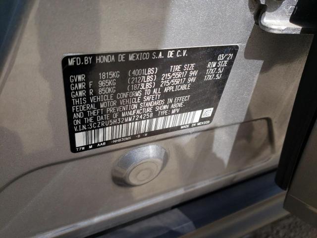 3CZRU5H32MM724258 - 2021 HONDA HR-V LX SILVER photo 13