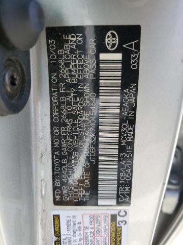 JTDBF32K740154640 - 2004 TOYOTA CAMRY LE SILVER photo 12