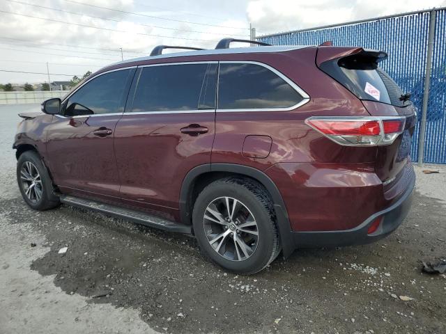 5TDJKRFH4GS274146 - 2016 TOYOTA HIGHLANDER XLE 勃艮第红 照片 2
