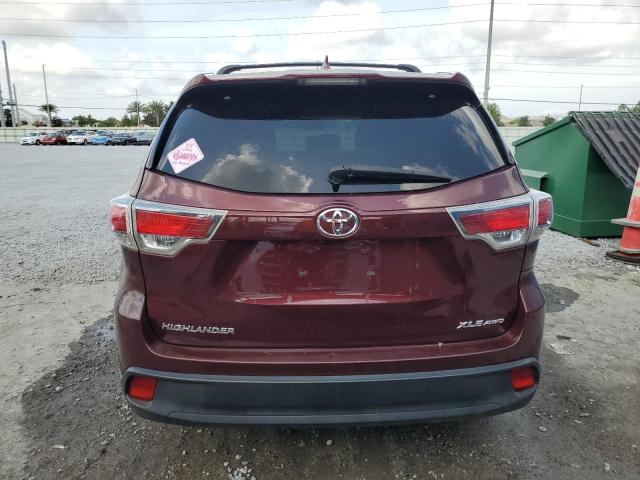 5TDJKRFH4GS274146 - 2016 TOYOTA HIGHLANDER XLE 勃艮第红 照片 6