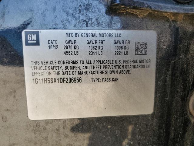 1G11H5SA1DF206956 - 2013 CHEVROLET MALIBU LTZ შავი ფოტო 12