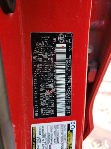 2T1KR32E35C492383 - 2005 TOYOTA COROLLA MA XR RED photo 12