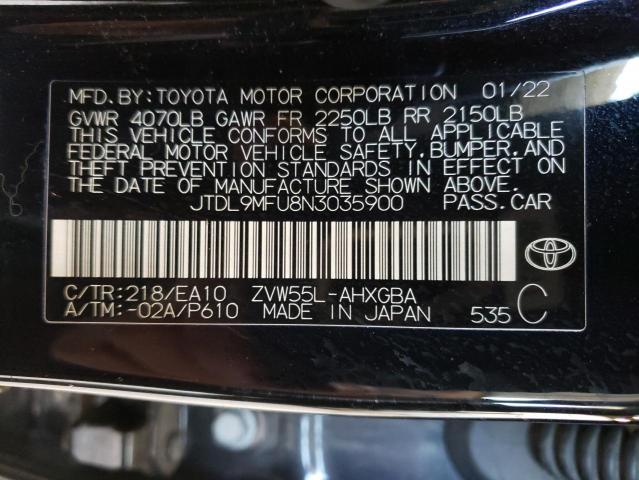 JTDL9MFU8N3035900 - 2022 TOYOTA PRIUS LE BLACK photo 13