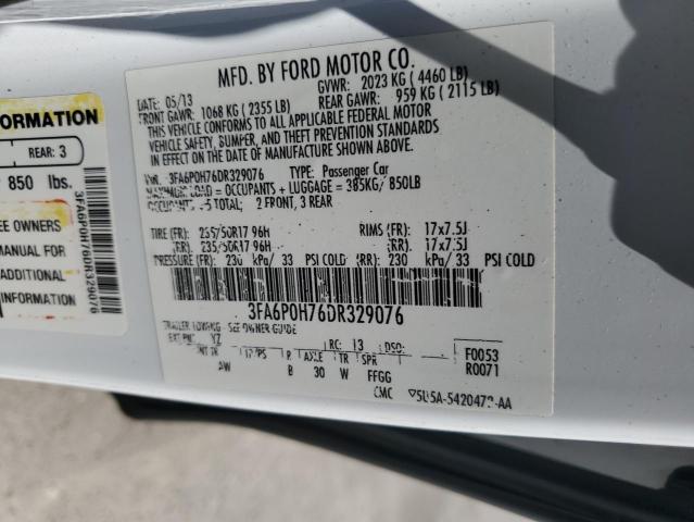 3FA6P0H76DR329076 - 2013 FORD FUSION SE WHITE photo 12