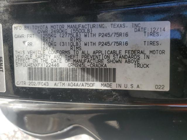 5TFUU4ENXFX122446 - 2015 TOYOTA TACOMA ACCESS CAB أسود صورة 12