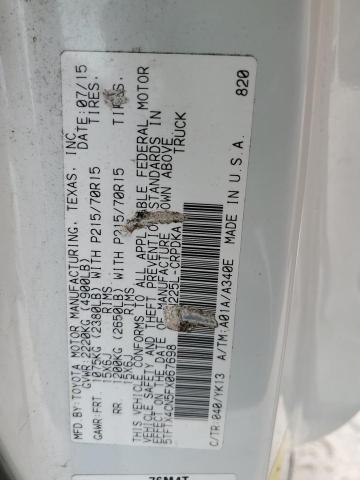 5TFTX4CN5FX067698 - 2015 TOYOTA TACOMA ACCESS CAB თეთრი ფოტო 12