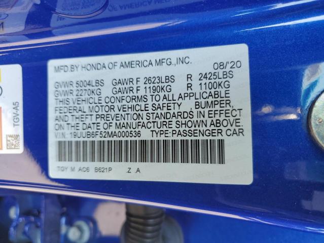 19UUB6F52MA000536 - 2021 ACURA TLX TECH A BLUE photo 13
