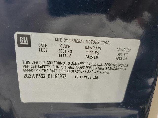 2G2WP552181190957 - 2008 PONTIAC GRAND PRIX BLUE photo 12