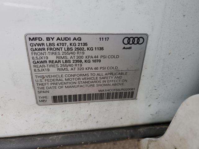 WA1HCCFS9JR020081 - 2018 AUDI Q3 PREMIUM PLUS WHITE photo 13