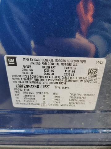 LRBFZNR4XND111527 - 2022 BUICK ENVISION ESSENCE أزرق صورة 13