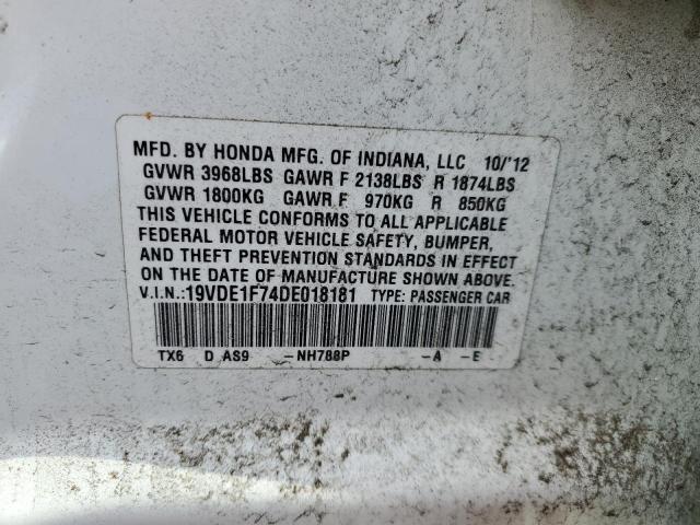 19VDE1F74DE018181 - 2013 ACURA ILX 20 TECH WHITE photo 12