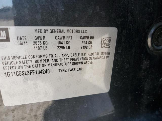 1G11C5SL3FF104240 - 2015 CHEVROLET MALIBU 1LT BLACK photo 12