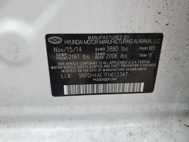 5NPDH4AE7FH612347 - 2015 HYUNDAI ELANTRA SE WHITE photo 13