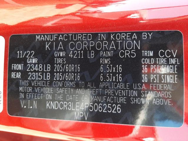 KNDCR3LE4P5062526 - 2023 KIA NIRO EX RED photo 12