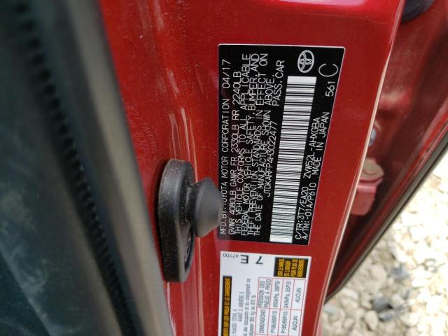 JTDKARFP4H3022477 - 2017 TOYOTA PRIUS PRIM 红色 照片 12