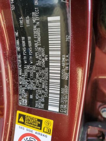 5TDJKRFH1FS098266 - 2015 TOYOTA HIGHLANDER XLE BURGUNDY photo 13