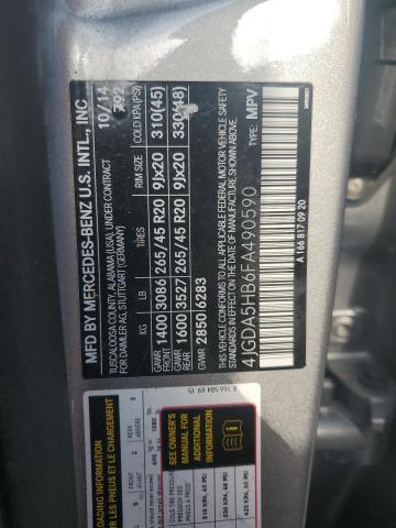 4JGDA5HB6FA490590 - 2015 MERCEDES-BENZ ML 350 4MATIC GRAY photo 13