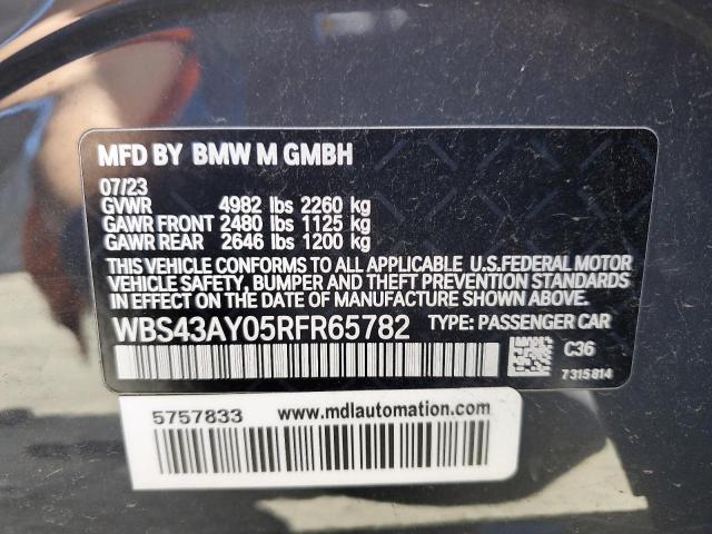 WBS43AY05RFR65782 - 2024 BMW M3 COMPETITION SILVER photo 12