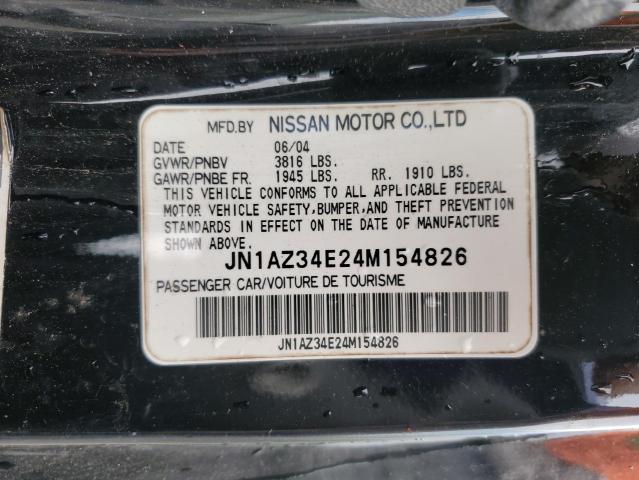 JN1AZ34E24M154826 - 2004 NISSAN 350Z COUPE BLACK photo 12