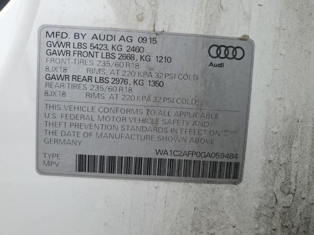 WA1C2AFP0GA059484 - 2016 AUDI Q5 PREMIUM WHITE photo 14