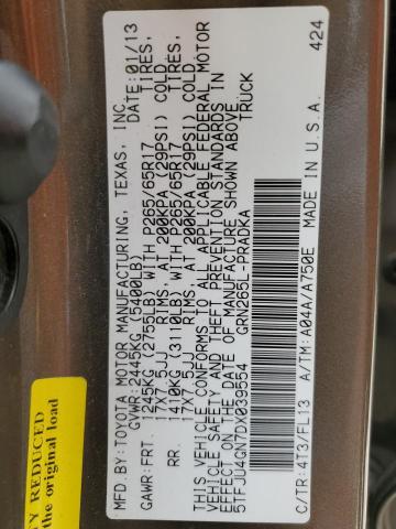 5TFJU4GN7DX039554 - 2013 TOYOTA TACOMA DOUBLE CAB PRERUNNER GREEN photo 12