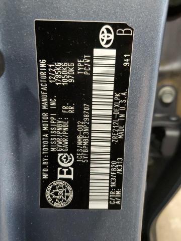 5YFBPMBE3NP298707 - 2022 TOYOTA COROLLA LE 灰色 照片 12