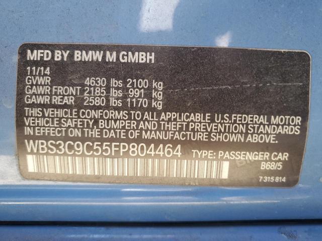 WBS3C9C55FP804464 - 2015 BMW M3 BLUE photo 12