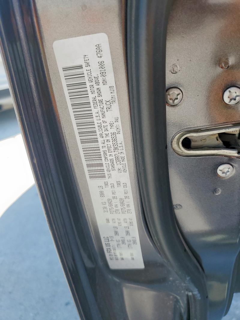 1C6RR7LT9KS536536 - 2019 RAM 1500 CLASS SLT ნაცრისფერი ფოტო 12