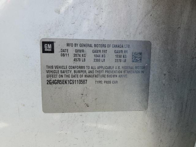 2G4GR5EK1C9110587 - 2012 BUICK REGAL 白色 照片 12