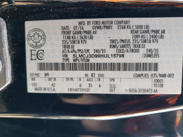 5LMCJ3D99HUL15798 - 2017 LINCOLN MKC RESERVE Qara foto 12