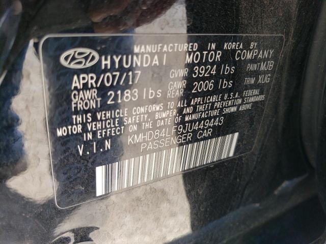 KMHD84LF9JU449443 - 2018 HYUNDAI ELANTRA SEL BLACK photo 12