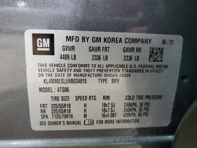 KL4MMESL5NB034015 - 2022 BUICK ENCORE GX SELECT GRAY photo 13