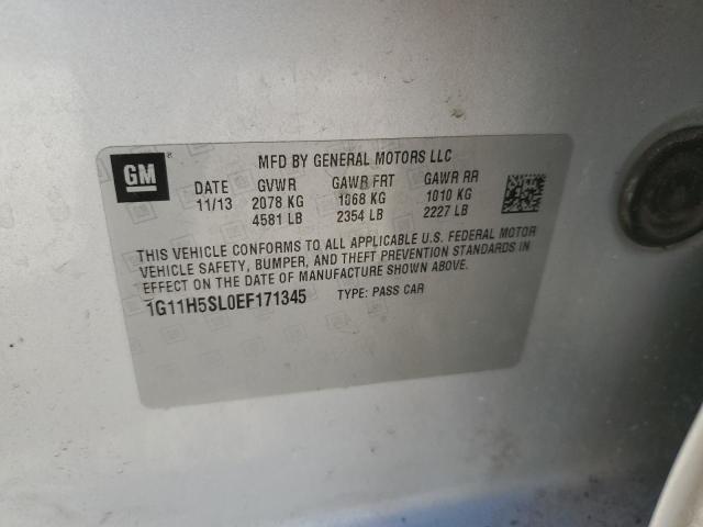 1G11H5SL0EF171345 - 2014 CHEVROLET MALIBU LTZ SILVER photo 12