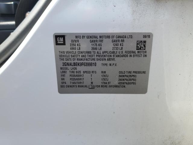 2GNALBEK9F6399810 - 2015 CHEVROLET EQUINOX LT WHITE photo 13