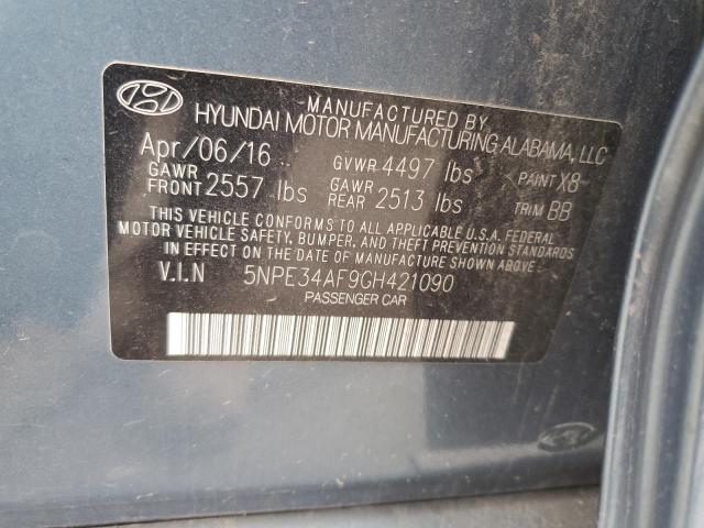 5NPE34AF9GH421090 - 2016 HYUNDAI SONATA SPORT BLUE photo 12