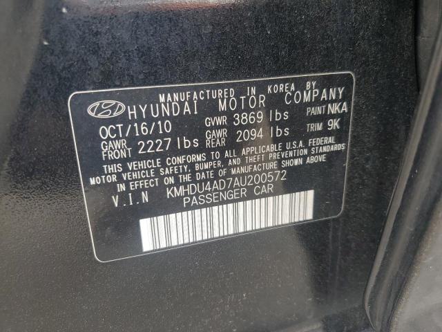 KMHDU4AD7AU200572 - 2010 HYUNDAI ELANTRA BLUE BLACK photo 12