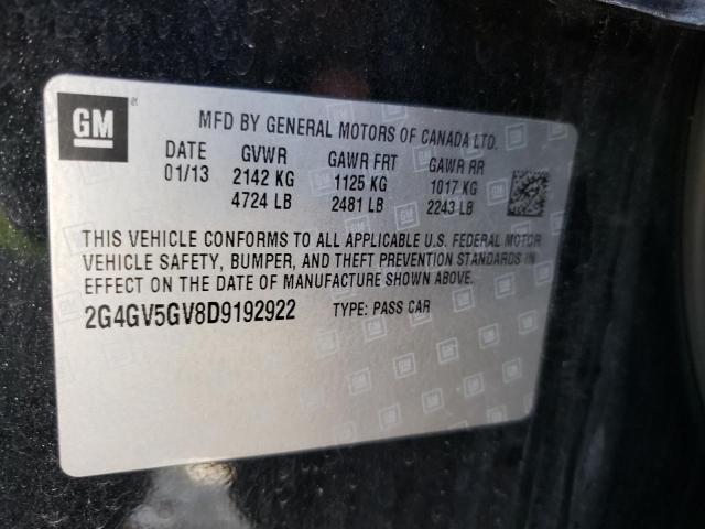 2G4GV5GV8D9192922 - 2013 BUICK REGAL GS Қара фото 13