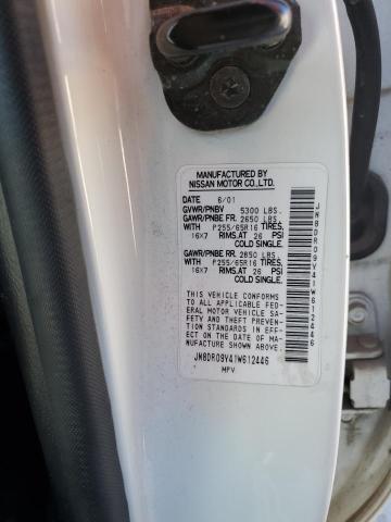 JN8DR09Y41W612446 - 2001 NISSAN PATHFINDER LE WHITE photo 14