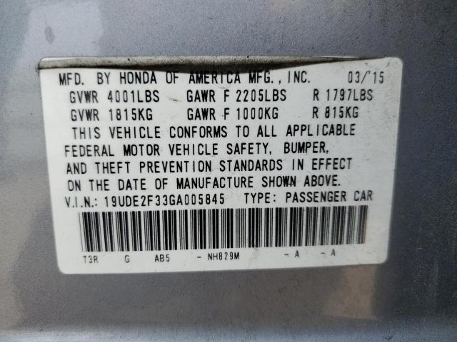 19UDE2F33GA005845 - 2016 ACURA ILX BASE WATCH PLUS SILVER photo 12