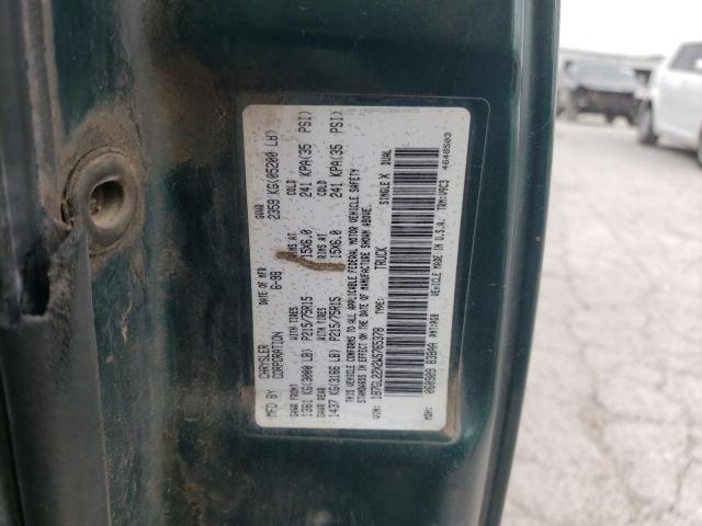 1B7GL22X2WS765378 - 1998 DODGE DAKOTA GREEN photo 12