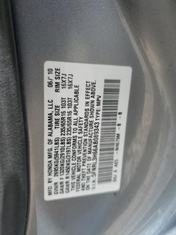 5FNRL3H66AB089343 - 2010 HONDA ODYSSEY EXL SILVER photo 13