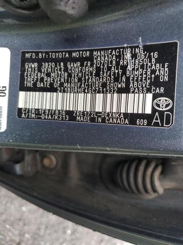 2T1BURHE4GC711332 - 2016 TOYOTA COROLLA L GRAY photo 12