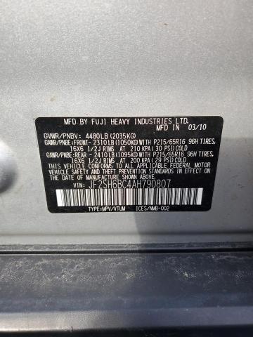 JF2SH6BC4AH790807 - 2010 SUBARU FORESTER XS Silber Foto 14