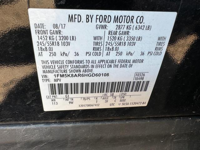 1FM5K8AR6HGD60108 - 2017 FORD EXPLORER POLICE INTERCEPTOR أسود صورة 10