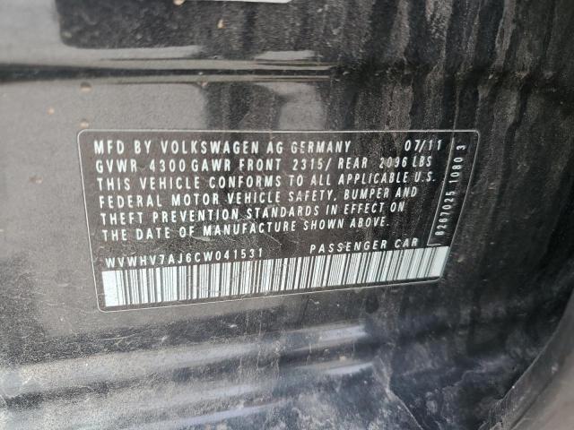 WVWHV7AJ6CW041531 - 2012 VOLKSWAGEN GTI Սև լուսանկար 12