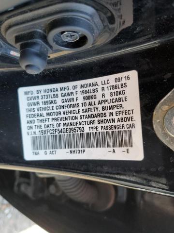 19XFC2F54GE095793 - 2016 HONDA CIVIC LX BLACK photo 12