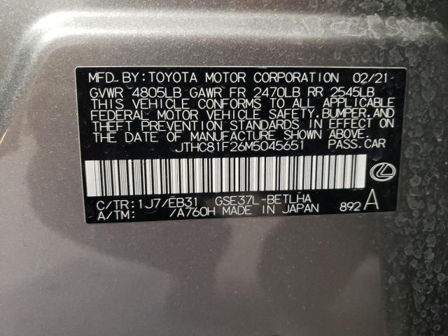 JTHC81F26M5045651 - 2021 LEXUS IS 300 SILVER photo 13