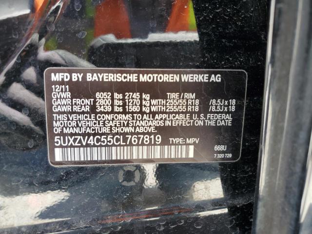 5UXZV4C55CL767819 - 2012 BMW X5 XDRIVE35I BLACK photo 13