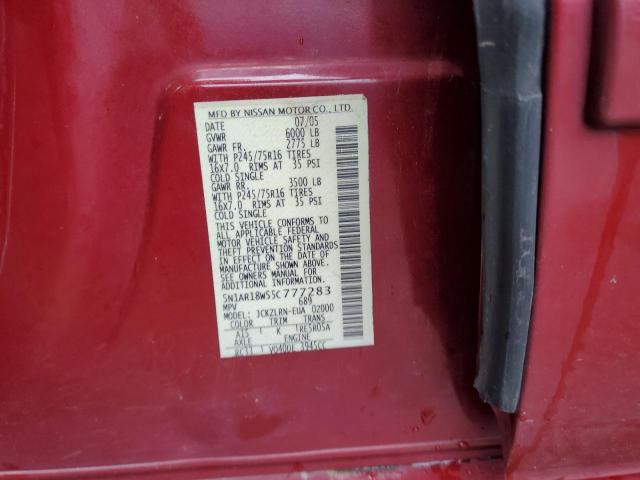 5N1AR18W55C777283 - 2005 NISSAN PATHFINDER LE 红色 照片 14