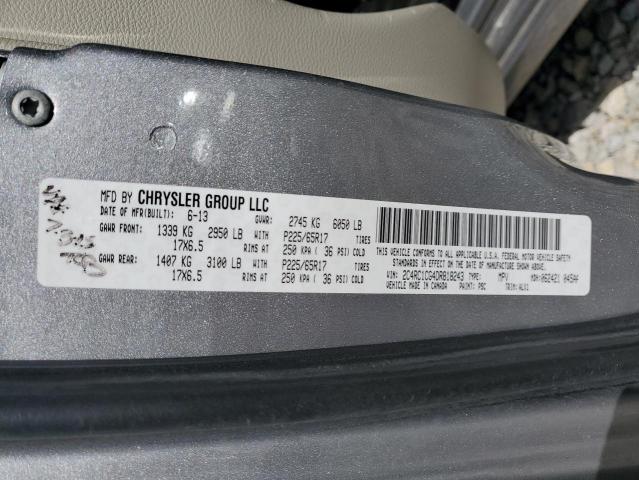 2C4RC1CG4DR818243 - 2013 CHRYSLER TOWN & COU TOURING L SILVER photo 13